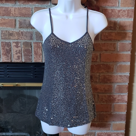 Express Gray Sequin Tank - Picture 1 of 5